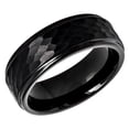thumbnail image 4 of Tungsten Rings for Men Wedding Bands for Him Womens Wedding Bands for Her 6mm All Black Brushed Hammered Center, 4 of 8