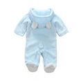 thumbnail image 2 of Infant Newborn Baby Boy Girl Fleece Hooded Romper Jumpsuit Bodysuit Outfits, 2 of 4
