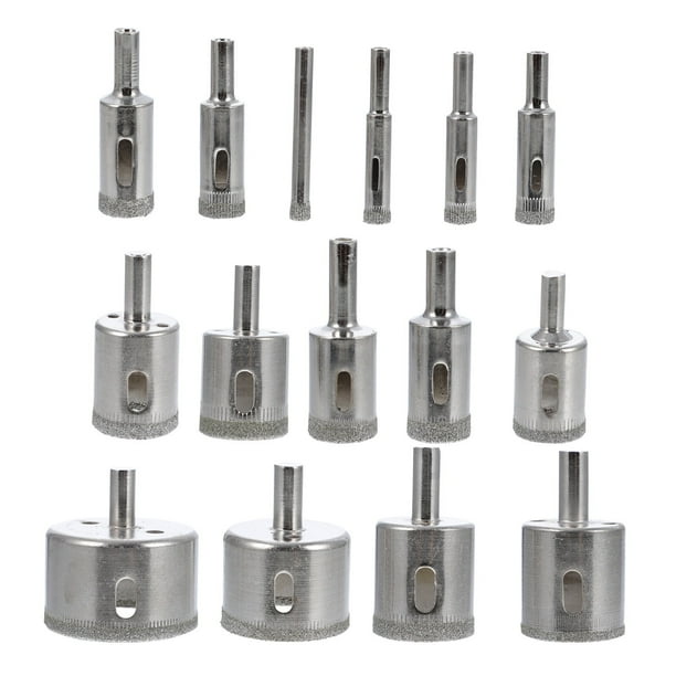 Kit de corte de sierras de orificios de perforación 15PCS Kit de corte de orificios con revestimiento de diamante 6-50 mm
