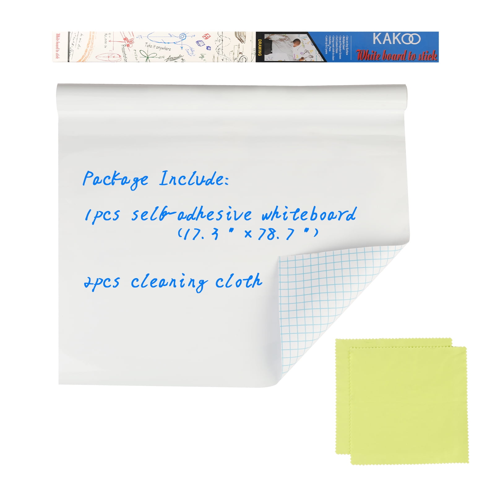 AirSMall Dry Erase Self-Adhesive Board Sticker Whiteboard Sticker Wall Decal Message Board with 2pcs Clean Cloth for Room Office Classroom