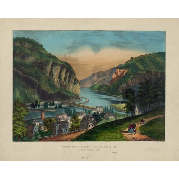 Print: View Of Harpers Ferry, Va.: (From The Potomac Side.), circa 1856