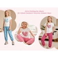 thumbnail image 5 of Jolyshlid Girls Outfits 6 Pcs Heart Printed Short Sleeve Tee Tops and Jogging Pants Set Summer Clothing Pink Yellow Blue 7-8 Years, 5 of 11