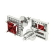 thumbnail image 2 of 14K Solid Gold Screw Back Stud Earrings for Women | 2.24 cttw Princess Cut Natural Garnet | White Gold, 2 of 5