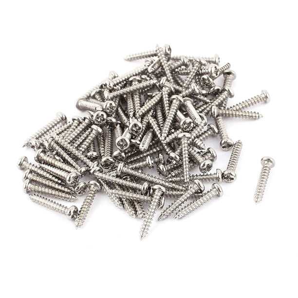 100 piezas de tornillos autorroscantes de cabeza plana en cruz de acero inoxidable M2 x 12 mm