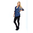 thumbnail image 2 of Womens V-Neck Quarter Button Long Sleeve Blouse with Fake Pockets., 2 of 4