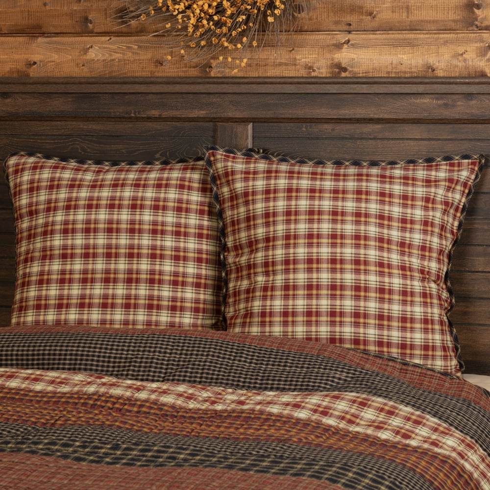 Rust Red Rustic Bedding Bannack Cotton Plaid Square Euro Sham Walmart