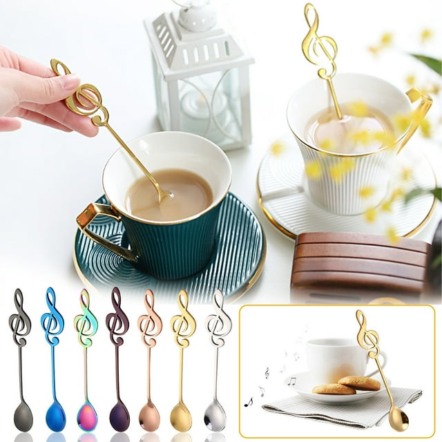 Cuchara Musical de Acero Inoxidable, Elegante Diseño de Símbolo Musical, Duradera y Apta para Lavavajillas, Perfecta para Café, Té y Helado, Accesorio Multiusos para Barra de Cocina, Tamaño