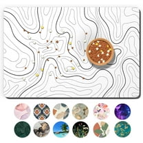 Dog Food Mat, 12" x 19" Absorbent Dog Cat Bowl Mat for Food and Water, Cute Anti-Slip Rubber Pet Feeding Rug Protect Floors, Placemat for Feeding & Watering Supplies, White Line Art