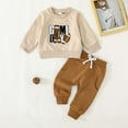 thumbnail image 3 of JTieacloth Short Sets for Boys Boys Outfits Set Baseball Print Long Sleeve Hooded Sweatshirt With Pocket Pants Toddler Two Piece Casual Playwear For Baby,Sizes 6-9 Months(Brown), 3 of 6