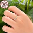 thumbnail image 4 of V Shape Stackable Ring Wedding Gold Plated S925 Sterling Silver Unique Jewelry, 4 of 8