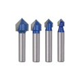 thumbnail image 1 of Lishi Solid Carbide CNC Router Engraving V-Grooving Bit Set - 4PCS, 6.35mm Shank, 90 Degree, 1 of 5