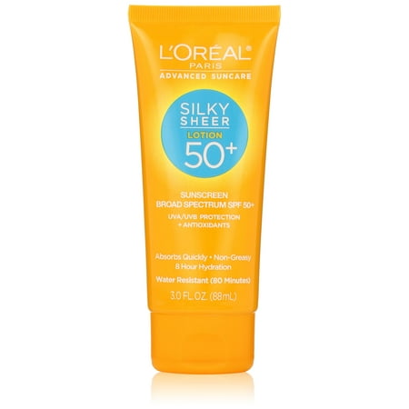 L'Oreal Paris Advanced Suncare Silky Sheer Sunscreen Lotion, SPF 50+ , 3 fl oz