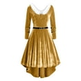 thumbnail image 7 of Meichang Christmas Dresses for Women Vintage Velvet Dress Cocktail Party Long Sleeve Faux Fur Trim V-Neck Swing Dress Knee Length Holiday Xmas Party Dresses, 7 of 7