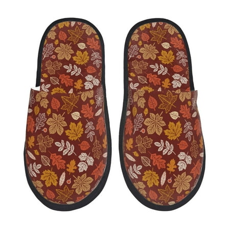 Balery Autumn Forest3 Slient Indoor Furry Fleece Comfort House Shoes Soft Non-Slip Home Shoes Cotton slippers House Slippers-- Medium