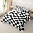thumbnail image 3 of Homewish Minimalist Grid Quilt King, Retro Checkerboard King Coverlet Set, Black White, 3 of 7