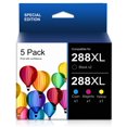 thumbnail image 1 of Paquete de 5 cartuchos de tinta 288XL de repuesto para Epson 288 XL T288 T288XL de mayor rendimiento para impresoras XP-440 XP-446 XP-330 XP-340 XP-430 XP-434 (2 negro, amarillo, magenta,, 1 of 5