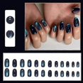 thumbnail image 5 of 24Pcs Almond French False Nails Short Aurora Cat Eye Press on Nails Dark Blue Glitter Fake Nails Acrylic Full Cover Glue on Nails Oval Artificial Stic, 5 of 5