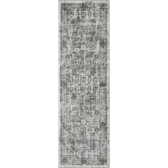 Loomaknoti Rhane Aberd 2' x 7' Gray Oriental Indoor Polypropylene runner rug