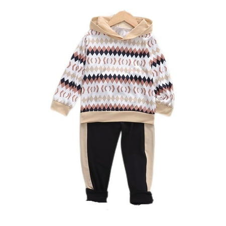 

NZRVAWS Toddler Boys Winter Outfits 4T Baby Boys Diamond 5T Little Boys Hoodies Pants 2Pcs Winter Clothes Set