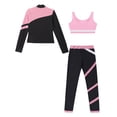 thumbnail image 4 of TiaoBug Kids Girls Color Block Gymnastics Workout Outfits Long Sleeve Sport Tops Vest and Leggings Set Pink 16, 4 of 7