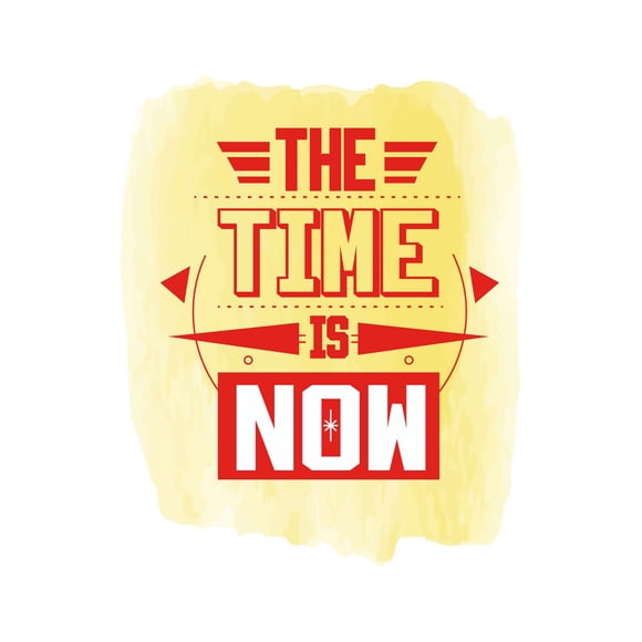 The Time Is Now Positive motivational Quote Watercolor Vinyl Design Wall Art Sticker Designs Vinyl Stickers For Home House Walls Rooms Windows Bedroom Decoration Size (28x28 inch)