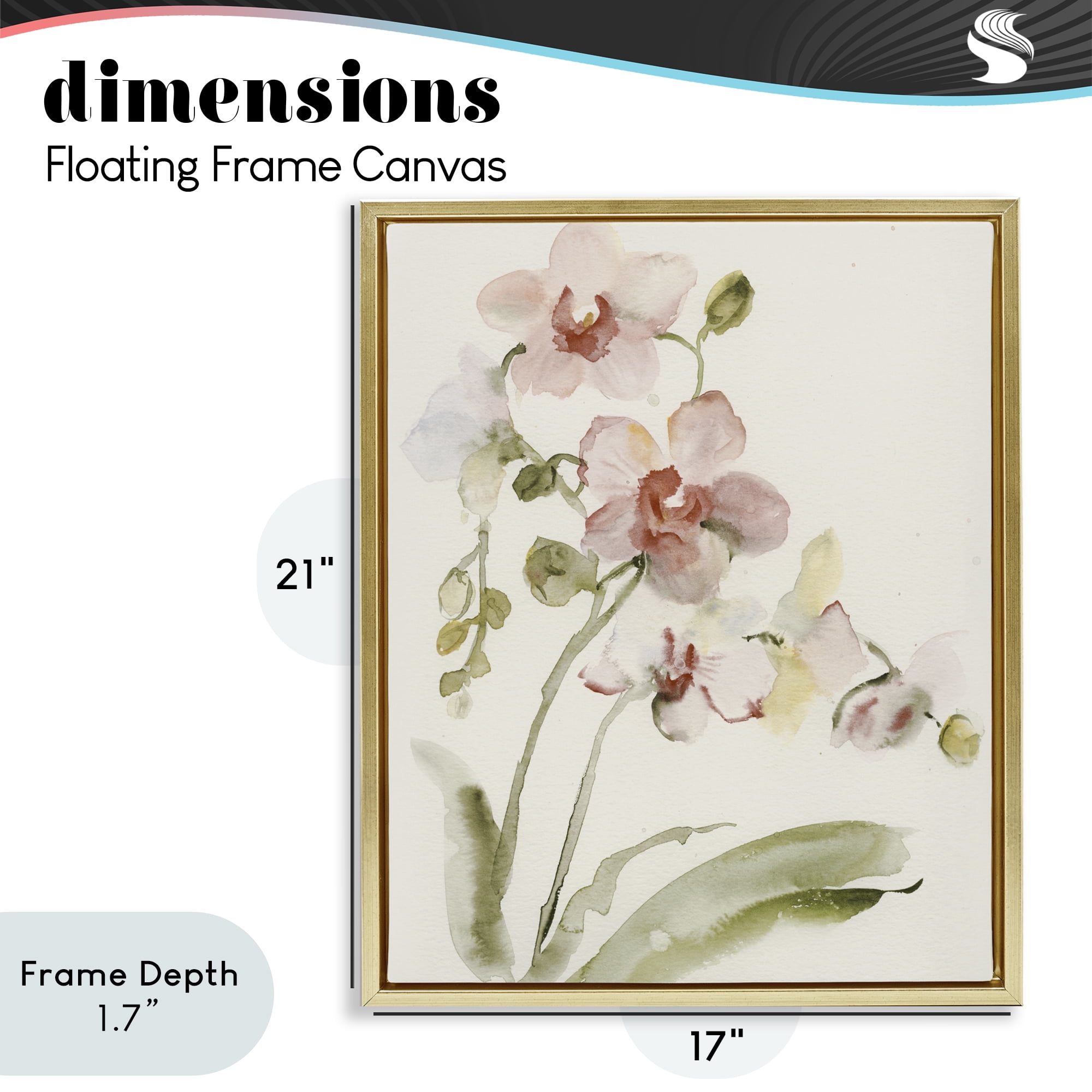 Stupell Industries Gentle Pink Orchid in Bloom Gold Framed Floater Canvas Wall Art, design by Victoria Barnes