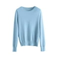 thumbnail image 5 of Women's 100% Merino Wool 2024 Fall Winter First-Line Ready to Wear Long Sleeve Seamless Knit Crewneck Sweater Sky Blue S, 5 of 9
