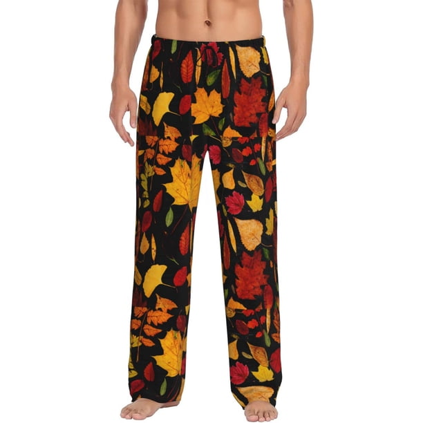 Balery Autumn Maple Leaves A Pantalones de pijama para hombre, pijama ultraligero, pantalón de descanso-X-Large