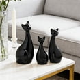 thumbnail image 4 of Eolstice 3Pcs Ceramic Pet Family Statue, Figurine Parents and Baby Sculpture, Art Porcelain Decorations, for Office, Living Room, Book Shelf, Heartwarming Gift(Black), 4 of 6