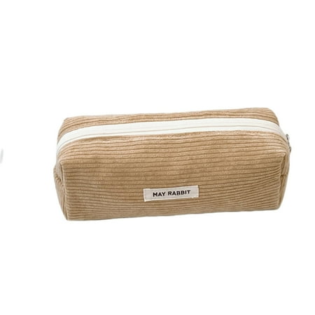 

Back to School MAY RABBIT Solid Color Corduroy Pencil Literary And For High School Students Large Capacity Stationery Bag