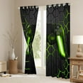 thumbnail image 3 of Feelyou Neon Green Gamepad Blackout Curtains Set of 2 (52x84 Each), Chic Honeycomb Abstract Window Curtains, Teens Kids Boys Girls Curtains and Drapes, Living Room Curtains Decor, 3 of 6