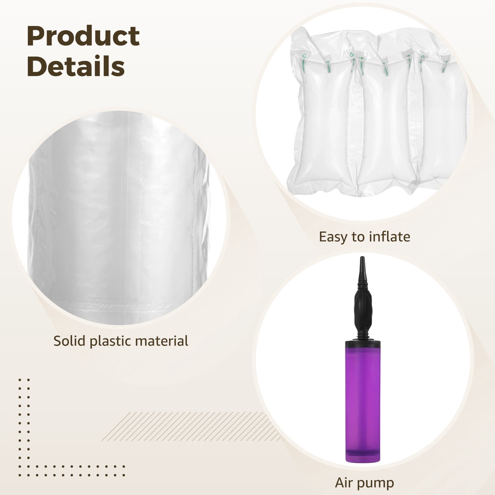 500 PCS Inflatable Cushion Bags Protect Air Pillows, Anti-Pressure Air Bubble Wrap for Moving Shipping Packing, Thickened PA+PE Material, Includes Hand Pump