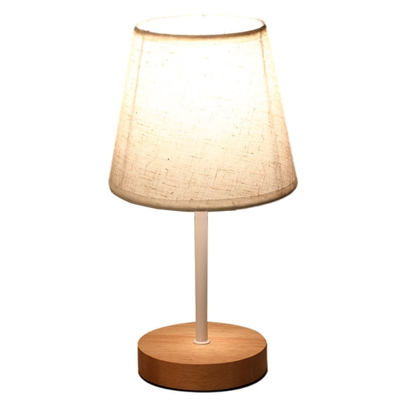 MERILER LED Solid Wood Desk Lamp with Stable Base and Elegant Linen Shade - Perfect for Home Decoration, Studying, and Reading