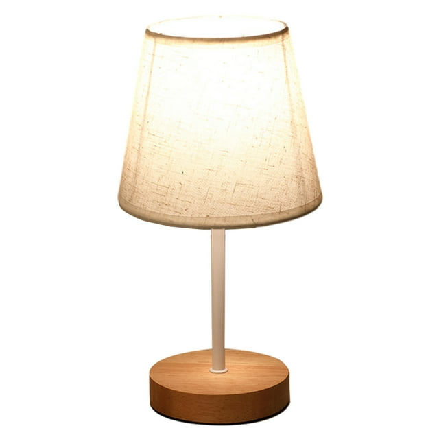 Lampe de Bureau en Bois Massif à DEL Stable en Tissu, Lampe d'Étude et de Lecture Adaptée à la Décoration de la Maison, Lin Uni, Veilleuse Chaude, Éclairage Intérieur, Lampe de Lecture de Bureau