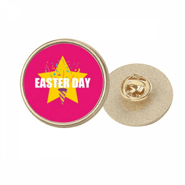 Happy Easter Day Return Art Deco Fashion Round Metal Golden Pin Brooch Clip