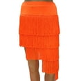 thumbnail image 1 of Womens Tiered Tassel Rhythm Latin Rumba Sambatango Dance Rehearsal Skirt Orange, 1 of 1