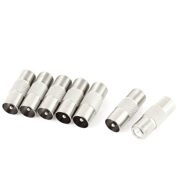 Unique Bargains 7 Pcs PAL TV Male Jack to F Female Plug Coax Cable Adapter RF Coaxial Connector