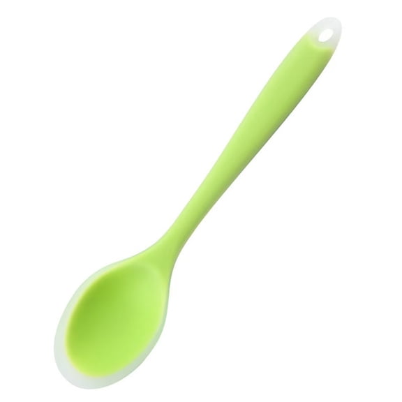 JHyouerji Heat Resistant Silicone Cooking Spoon 8x2 Inch Green Food Grade Non Stick Safe Kitchen Utensil for Stirring Baking Serving