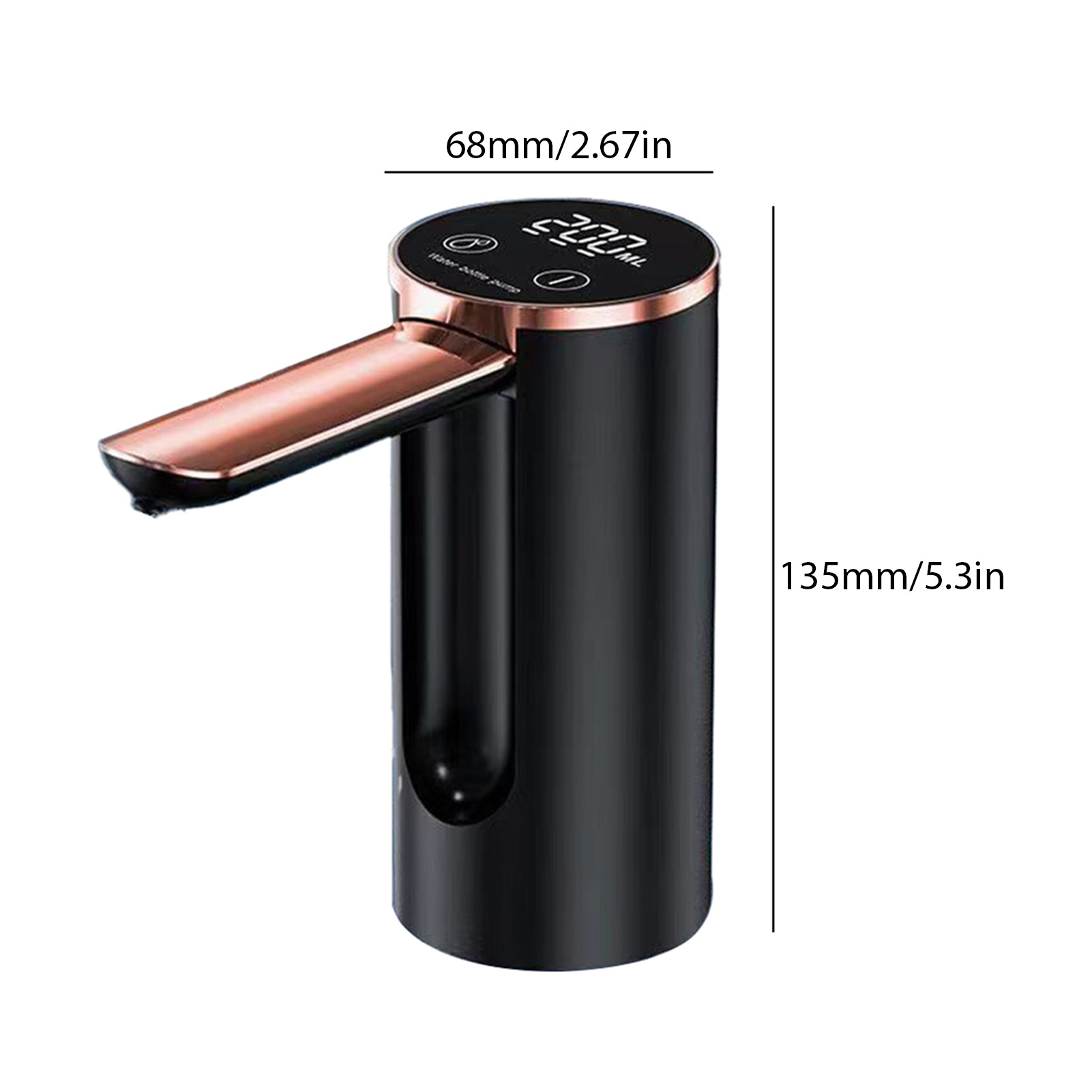 Nieyigj Automatic Water Dispenser for 5 Gallon Bottle, Smart Touch Electric Foldable Water Pump with USB Charging, Digital Display and Quantity Selection, Portable Countertop Jug Pump, Black