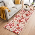 thumbnail image 2 of Valentine's Day Washable Area Rug 2 x 6 ft Vintage Red Stripes Plaid Love Heart Linen Texture, Soft Non Slip Rugs Stain Repellent Indoor Felt Carpet for Living Dining Room Bedroom Home Office, 2 of 9