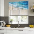 thumbnail image 4 of Blue Coastal Beach Curtain Valances for Windows, Kitchen Valance Window Treatments Panel 2 Pack, Summer Nautical Ocean Beige Rod Pocket Short Curtains for Bathroom Bedroom 54 x 18 Inch, 4 of 8
