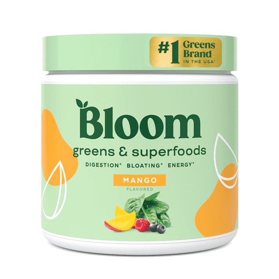Bloom Nutrition Greens & Superfoods Powder, for Digestive Health, Mango, 30 Servings