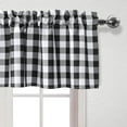 thumbnail image 3 of 3 Piece Semi Sheer Kitchen Curtains - Light Filtering Buffalo Plaid Tier and Valance Window Curtains Set, Black and White, 3 of 6