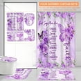 thumbnail image 4 of Dznils Purple Floral Shower Curtain Sets with Rugs, 16pc Butterfly Bathroom Curtain Set, 72" x 72", 4 of 8