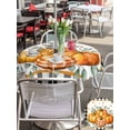 thumbnail image 4 of Outdoor Tablecloth with Umbrella Hole and Zipper, Orange Pumpkins Fall Round Table Cloth 54 Inch Waterproof Tablecloth, Black Plaid Polka Dot Botanical Picnic Table Cover for Patio Camping, 4 of 7