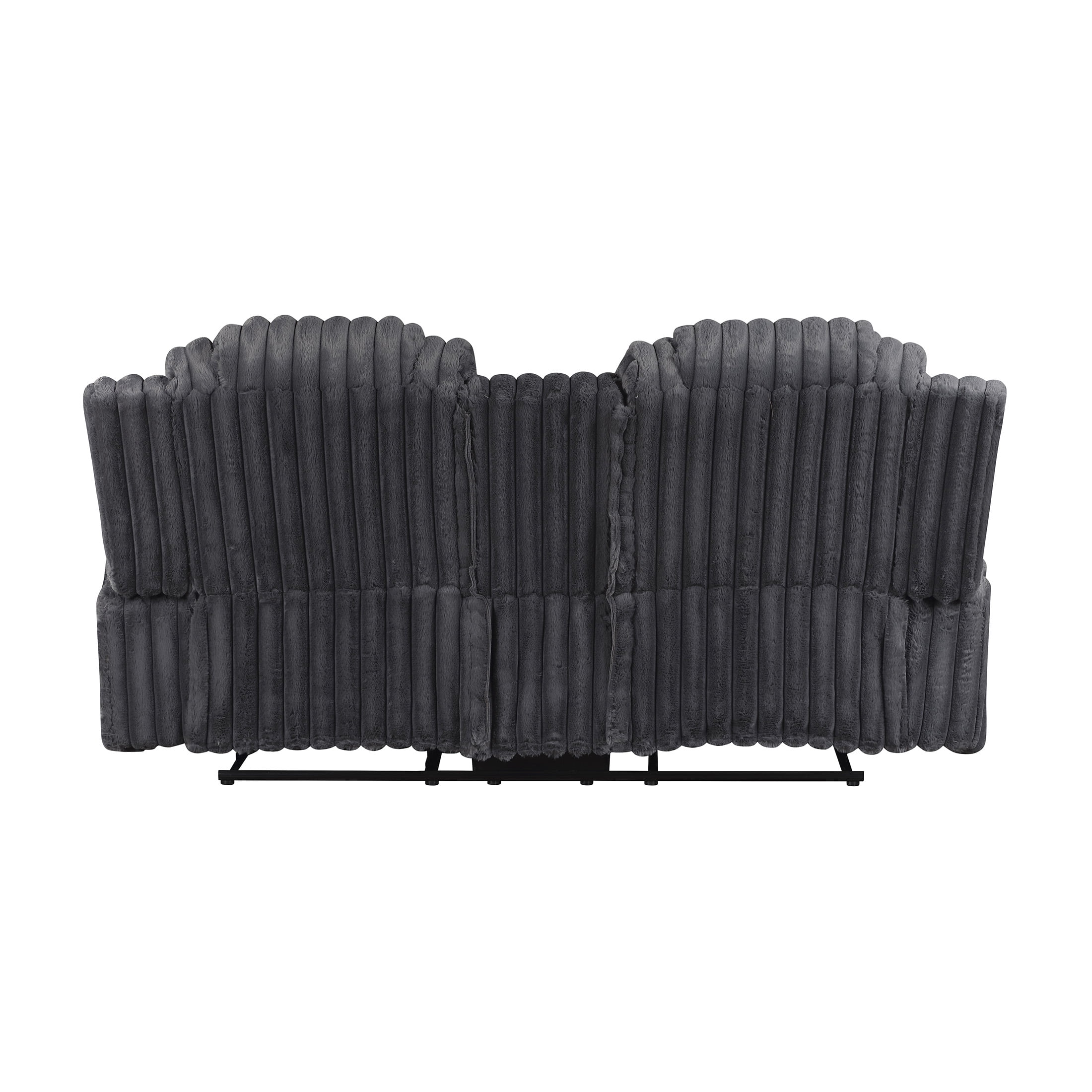 OakvillePark Lumora Corduroy Manual Double Reclining Love Seat with Center Console and Cup Holders, Dark Gray