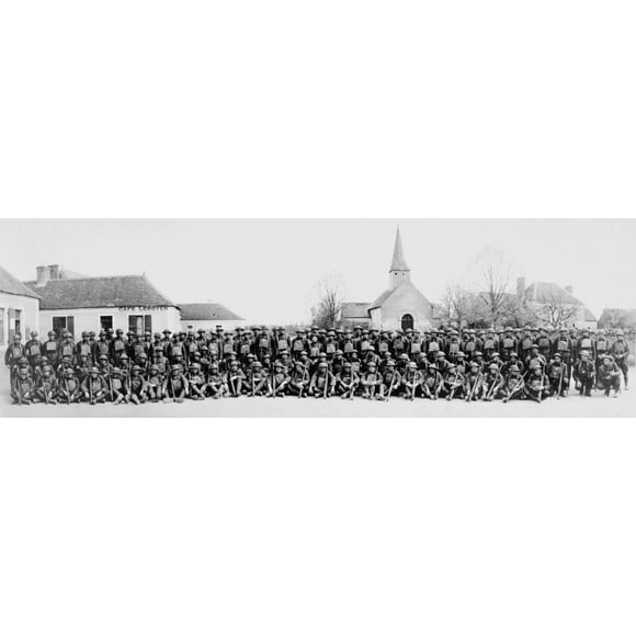 Corps Expéditionnaire Américain. Co. 'B' de la 113ème Infanterie en France. Avril 1919. Histoire (24 x 18)