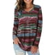 thumbnail image 2 of Camiseta de manga larga con cuello en V para mujer, camisetas holgadas con estampado inferior a la moda para Otoño e Invierno para fiesta, oficina, trabajo informal, 2 of 5
