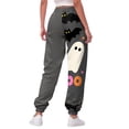 thumbnail image 7 of Women Halloween Pajamas Pants Cute Pumpkin Ghost Print Drawstring Wide Leg Pj Bottoms Holiday Loose Casual Sleepwear(Grey,S), 7 of 7