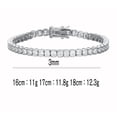 thumbnail image 2 of 3MM Tennis Bracelets Chain Round Cut Half Bezel Set 5A+ CZ Clear Simulated Diamond Tennis Bracelets for Women Men Classic 925 Sterling Silver Bracelet Trendy Jewerly 16-18CM, 2 of 6